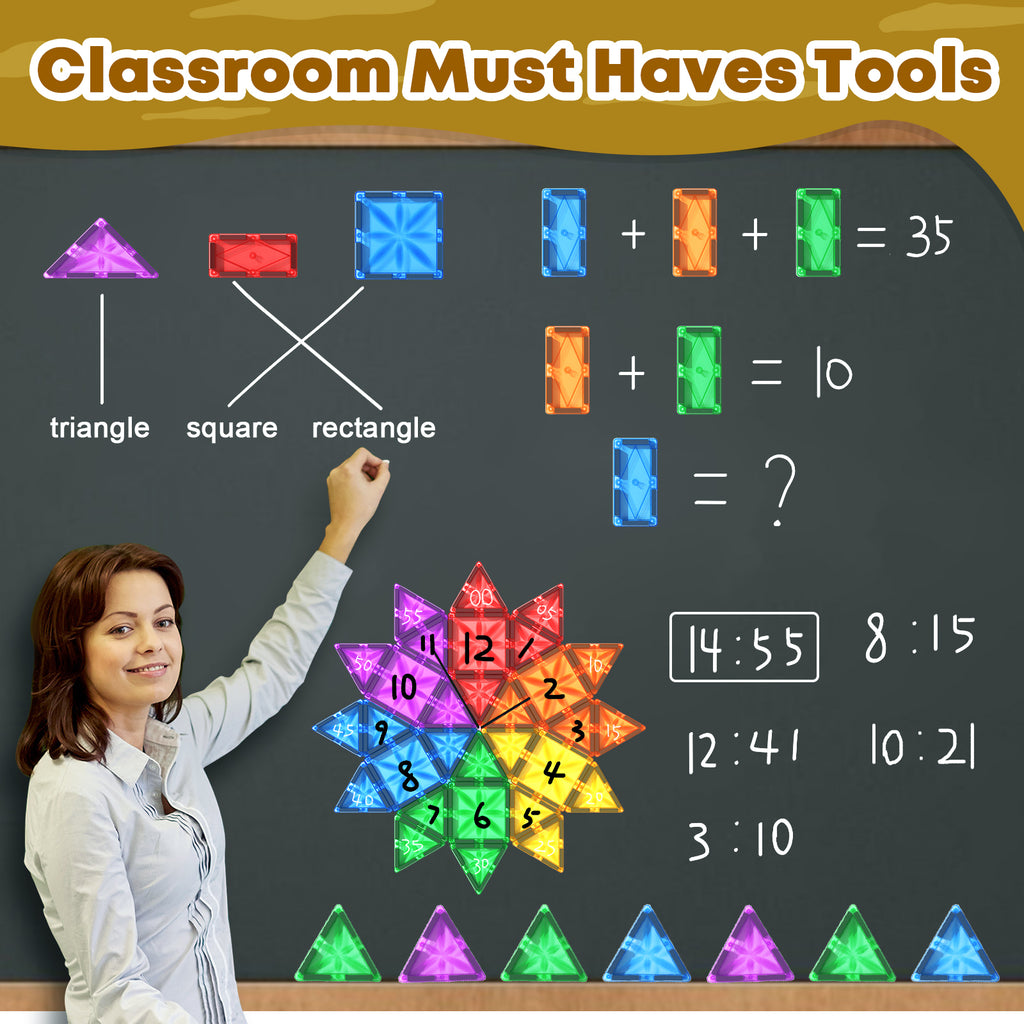 Magnetic Tiles Kids Toys for Toddler STEM Magnet Building Blocks Toys ...