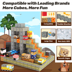 Magnetic Blocks - Build Mine Magnet World® Mine Train Track Set, Magnetic Building Blocks Toddler Toys STEM Sensory Outdoor Toys for 3+ Year Old Boys & Girls, Kids Toys for Ages 4-6 6-8 5-7