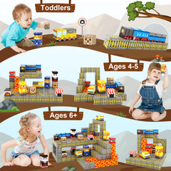 Magnetic Blocks - Build Mine Magnet World® Mine Train Track Set, Magnetic Building Blocks Toddler Toys STEM Sensory Outdoor Toys for 3+ Year Old Boys & Girls, Kids Toys for Ages 4-6 6-8 5-7