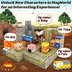 Magnetic Blocks - Build Mine Magnet World® Mine Train Track Set, Magnetic Building Blocks Toddler Toys STEM Sensory Outdoor Toys for 3+ Year Old Boys & Girls, Kids Toys for Ages 4-6 6-8 5-7