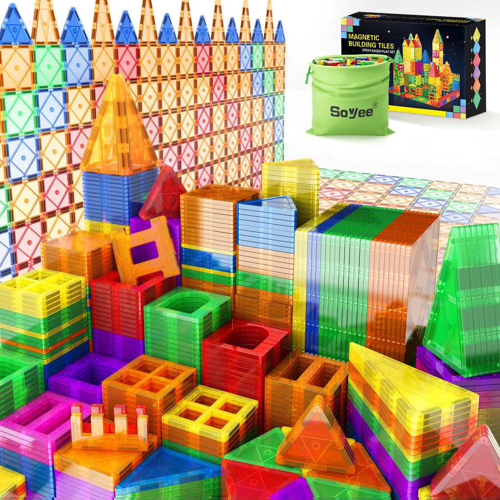 Magnetic Building Tiles Toys Play Set Playmags Shapes Kids 100 Piece  Colorful