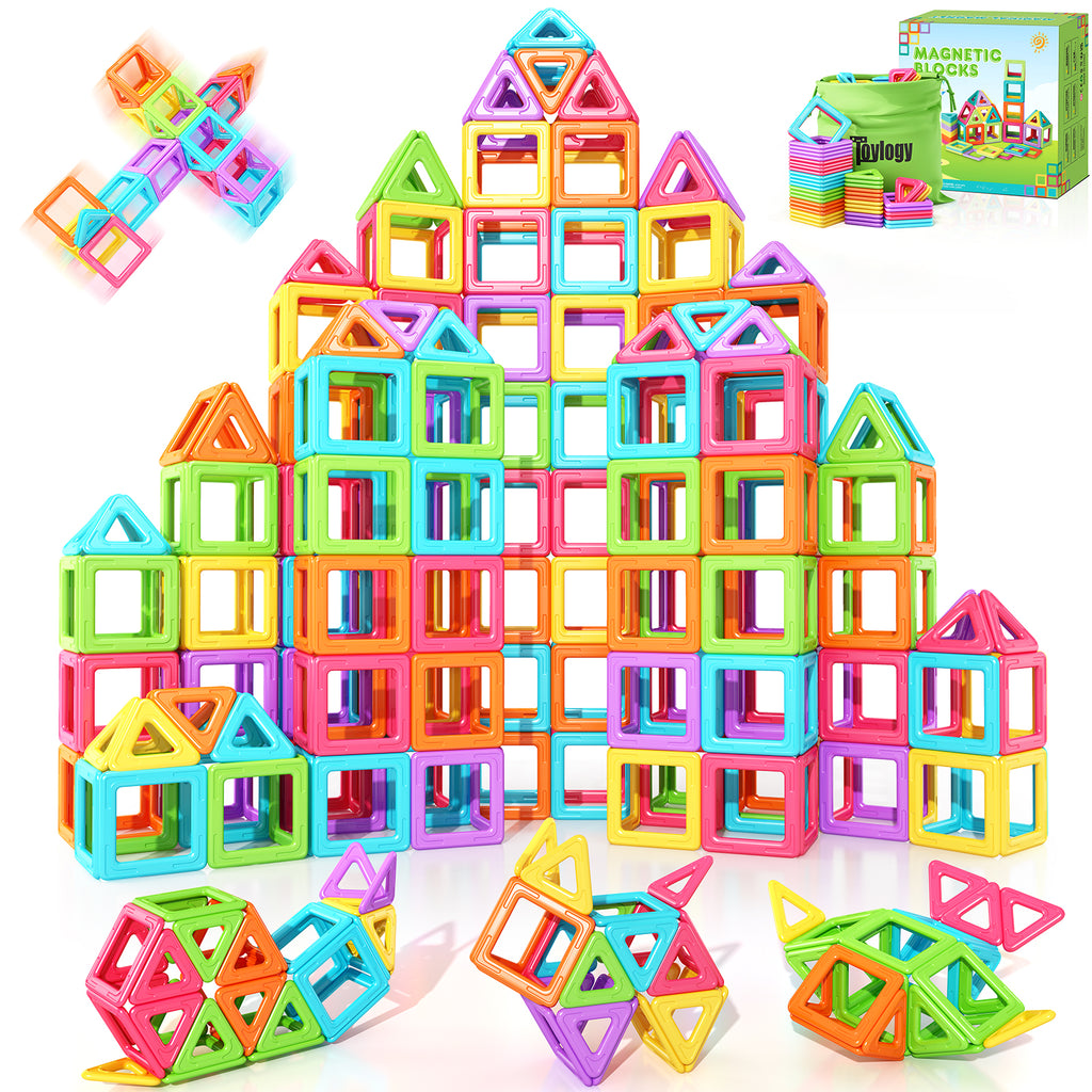 76pcs Magnetic Tiles Building Blocks Kids Toys Gifts set For Boy Girls 3  Year up