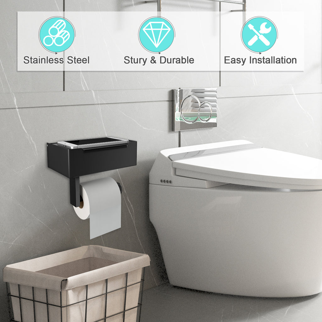 Toilet Paper Holder with Flushable Wet Wipes Dispenser & Storage