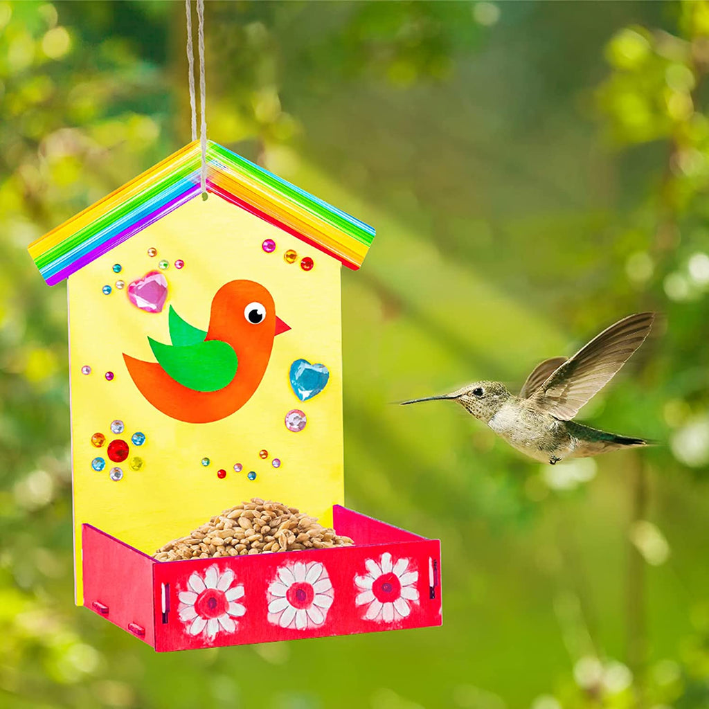 Kids Arts and Crafts Bird Feeders for Outside, 2-Pack DIY Wooden Paint –  Soyeeglobal