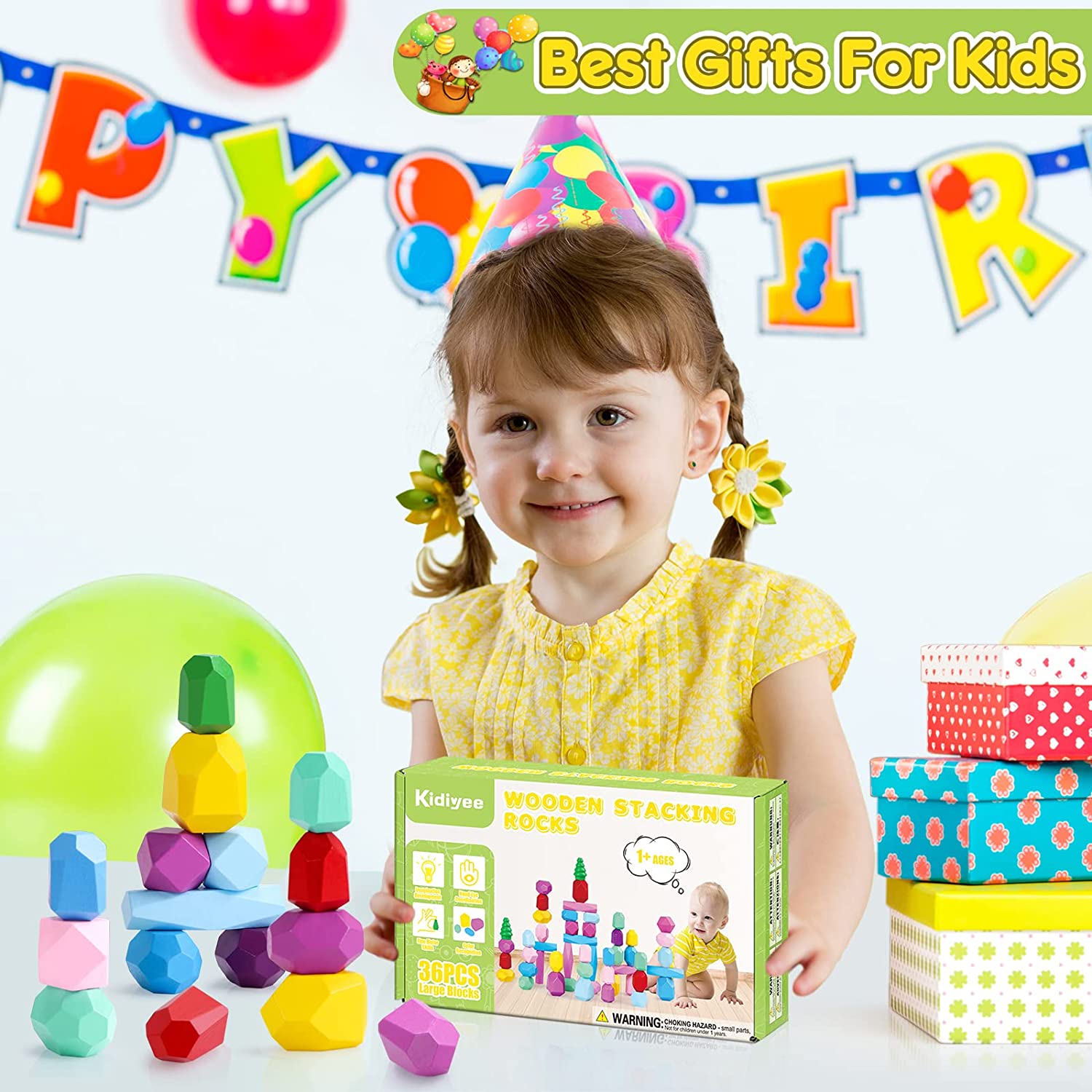 Kidiyee Montessori Toys for 1 2 3 4 5 Year Old Girls and Boys, Wooden ...