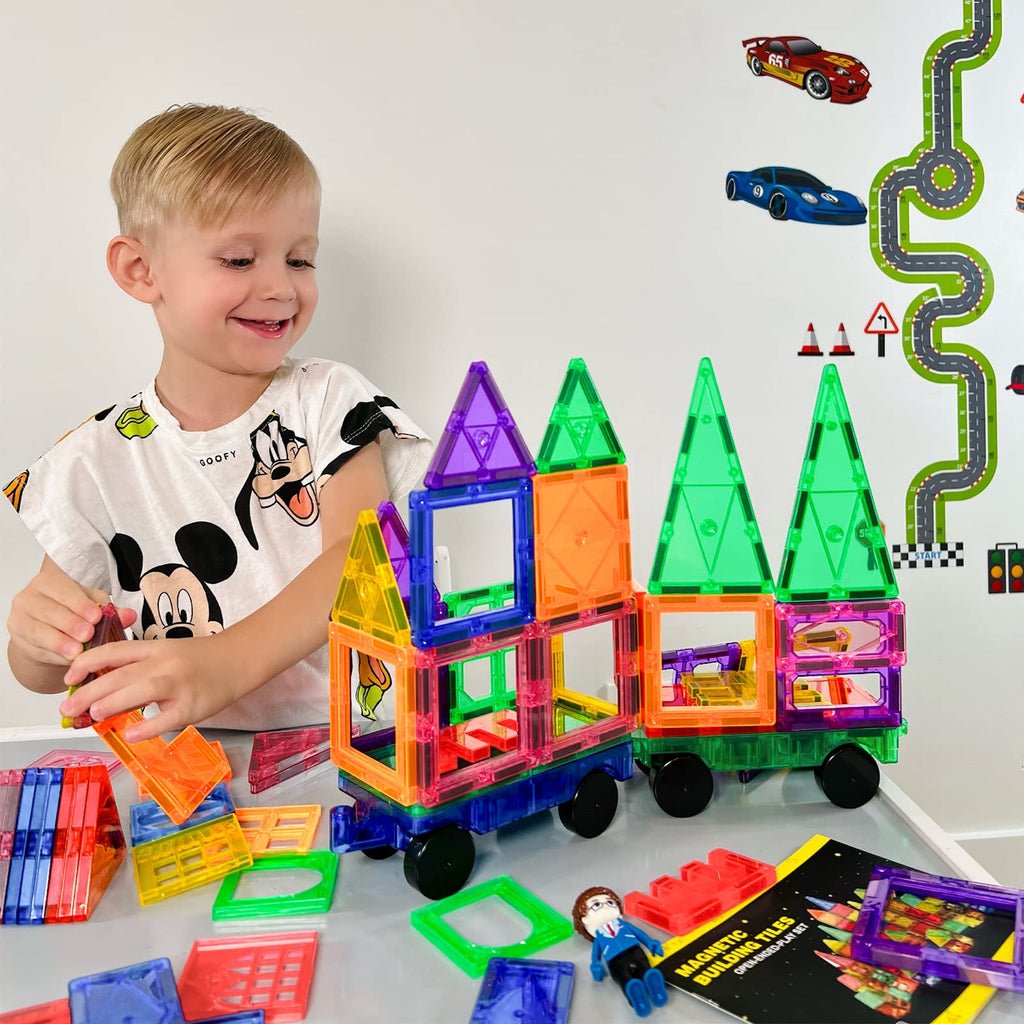 Coodoo Upgraded Magnetic Blocks 138PCS Magnetic Building Tiles STEM Toys  for 3+ Year Old Boys and Girls Learning by Playing Games for Toddlers Kids