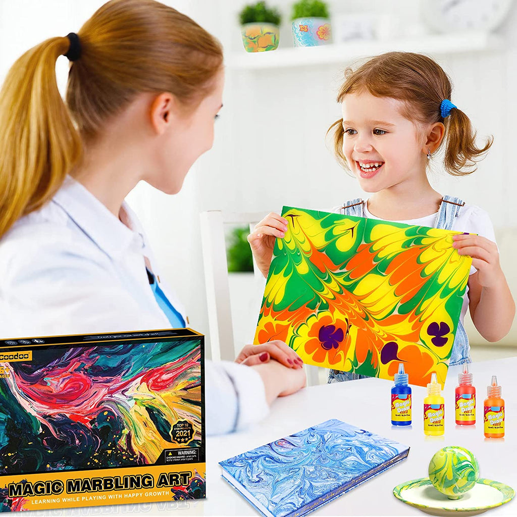 Water Marbling Paint Art Kit, Arts and Crafts Kits for Kids Ages 6