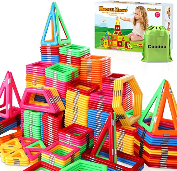 Coodoo Upgraded Magnetic Blocks 138PCS Magnetic Building Tiles STEM Toys for 3+ Year Old Boys and Girls Learning by Playing Games for Toddlers Kids Compatible with Major Brands Building Blocks