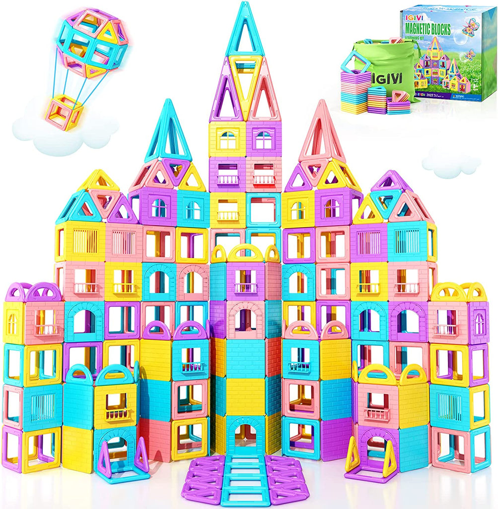 Toys for 3 Year Old Girls Magnetic Building Blocks for Boys Gifts Kids Magnetic Tiles Educational Toys for Toddlers STEM Learning by Playing Set Christmas Toys for 3 4 5 6 7 8 Year Old Boys Girl