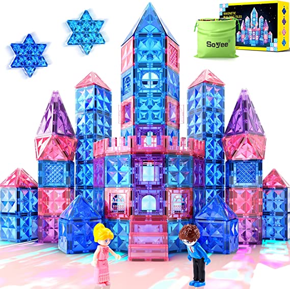Diamond Magnetic Tiles Toys & Birthday Gifts for 3 4 5 6 7 8+ Year Old Girls & Boys, Magnetic Building Blocks Princess Girls Toys Age 3-5 6-7 6-8