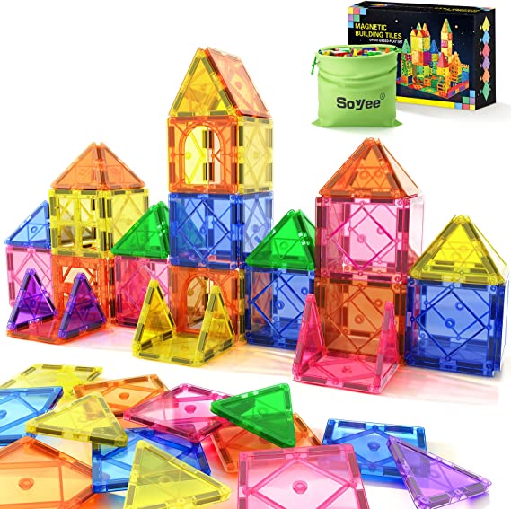Magnetic Tiles Beginner Set Toddler Girls and Boys Toys, Sensory Toys for Toddlers 3-4, Magnetic Blocks for Kids Age 3-5 4-8, STEM Toys Encourage Kids Creativity & Develop Fine Motor Skills