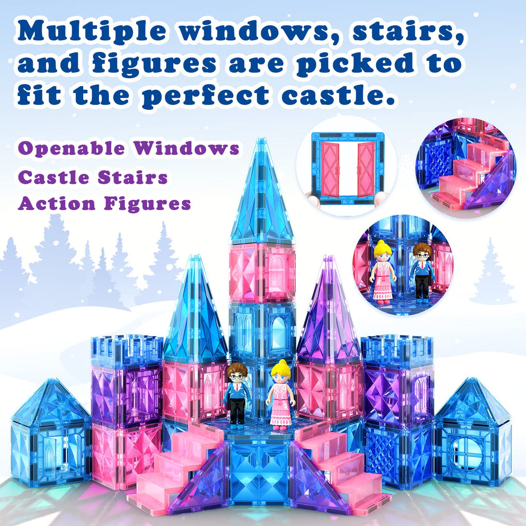 Diamond Magnetic Tiles Toys & Birthday Gifts for 3 4 5 6 7 8+ Year Old  Girls & Boys, Magnetic Building Blocks Princess Girls Toys Age 3-5 6-7 6-8