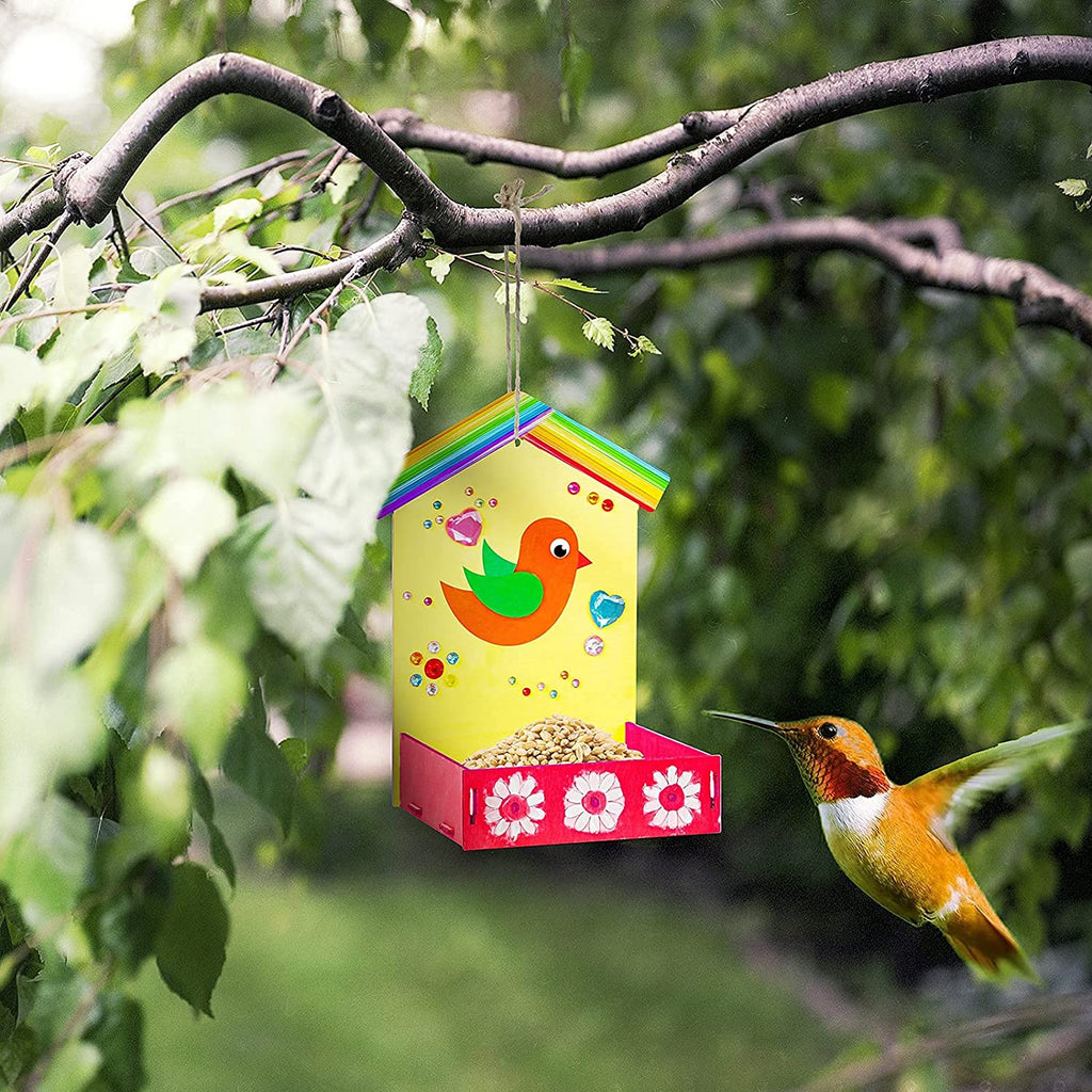Kids Arts and Crafts Bird Feeders for Outside, 2-pack DIY Wooden