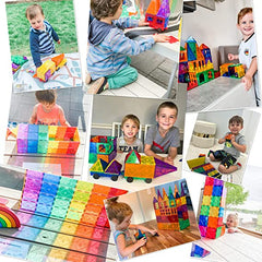 Magworld® Magnetic Tiles with 2 Cars Kids Gifts Boys Toys for 3 Year Old Boys Educational Toys for Toddlers Kids Age 3-5 4-8 Car Train Building Toys