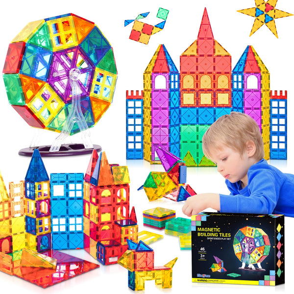  Coodoo Upgraded Magnetic Blocks Tough Tiles STEM Toys for 3+  Year Old Boys and Girls Learning by Playing Games for Toddlers Kids,  Compatible with Major Brands Building Blocks - Starter Set 