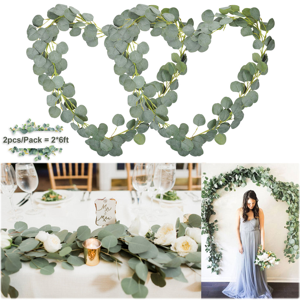 Soyee Artificial Eucalyptus Garland 12FT Wedding Arch Decorations Faux Eucalyptus Leaves Vines Handmade Greenery Garlands Backdrop Table Placement Decor