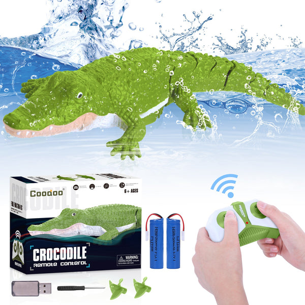 2.4G Remote Control Boat Toy 1:18 Scale High Simulation RC Crocodile for Swimming Pool Bathroom Great Gift RC Boat Toys for 5+ Year Old Boys and Girls